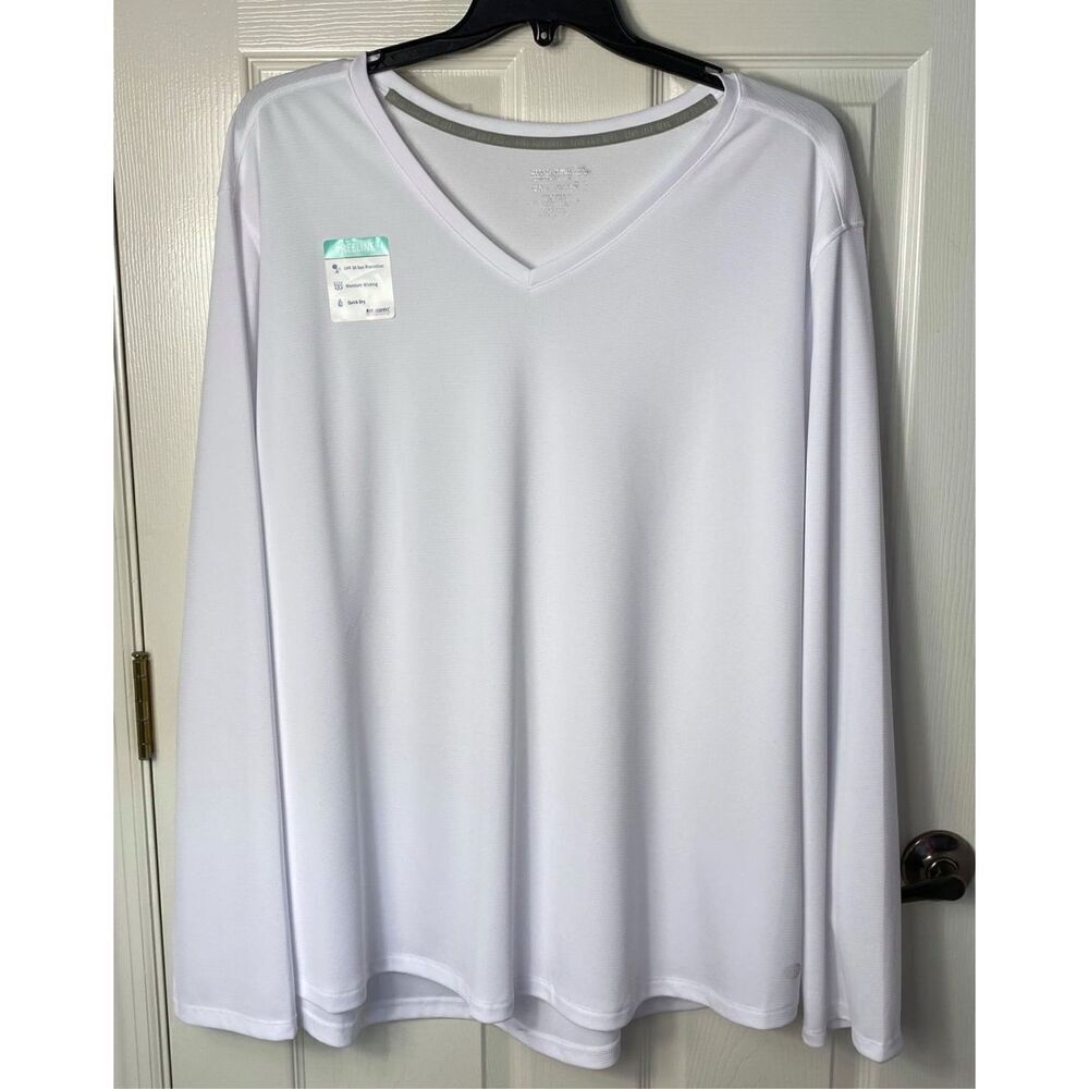 Reel Legends Womens 4X Permormance Vneck Top LONG SLEEVE